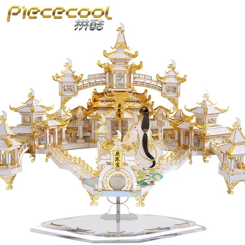 Piececool 3D Metal Bulmaca AY SARAY Modeli kitleri DIY Lazer Kesim Monte Yapboz Oyuncak Masaüstü dekorasyon HEDİYE Denetim çocuklar