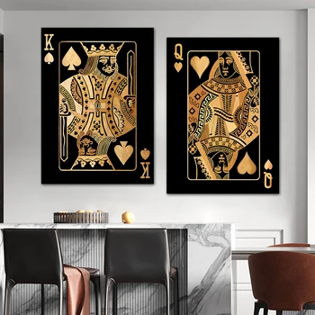Vintage Poker Oyun Kartları Tuval Boyama Retro Posterler ve Baskılar Duvar Sanatı Bar Pub Casino Dekorasyon Resimleri Ev Dekor için
