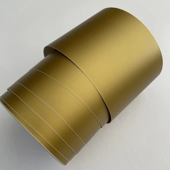 10cm genişlik Altın Mat Otomotiv Vinil Wrap Araba Çıkartması Folyo Rulo Hava Yayın Yapışkanlı Etiket