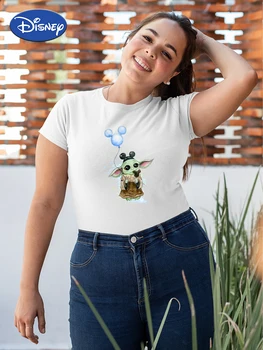 Bebek Yoda Çift T Shirt Mandaloryalı Sevimli Kadın T-shirt Disney Üst Marka Aile Bak Yumuşak Kumaş Kısa Kollu 2022 Yeni Yaz