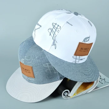 2021 Yeni pamuklu denim şapka yapıştırılmış kumaş harfler rahat taze graffiti snapback kapaklar kadın erkek kemik hip hop beyzbol şapkası