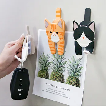 Kawaii Kedi Buzdolabı mıknatısı Anahtarlık askı kancası Buzdolabı Manyetik Fotoğraf Mesaj Etiket Not Sopa Ev Mutfak Dekorasyon