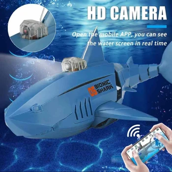 Yeni 2.4 Ghz RC Köpekbalığı Sualtı HD Kamera ile Uzaktan Kumanda Hayvanlar Robotlar Küvet Havuzu Elektrikli Oyuncaklar Çocuklar için erkek Çocuk