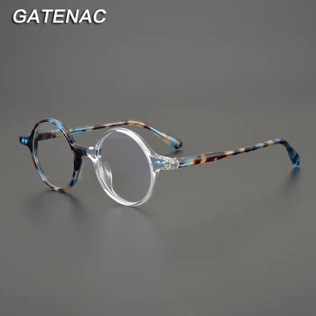 Vintage Yuvarlak Asetat Optik Gözlük Çerçevesi Erkekler Miyopi Reçete Gözlük Kadınlar Retro Tasarımcı Lüks Gözlük Çerçevesi Gözlük