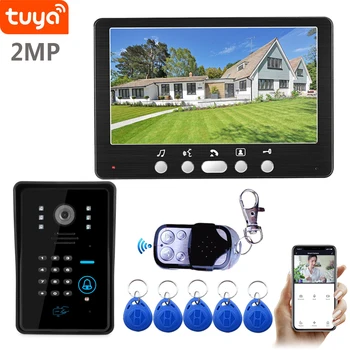 SYSD 7 inç WİFİ Video İnterkom Daire Tel Video Kapı Zili Kamera 1080P Şifre ve RFID Kilidini Tuya