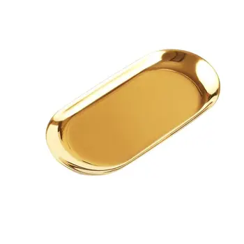 Iskandinav Ins Altın Oval Avrupa Tarzı Takı Tepsi Paslanmaz Çelik Plaka Metal Masaüstü Çanak Almak