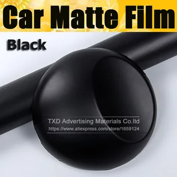 En kaliteli 10/20/30/40/50/60X152 CM / Lot Mat Siyah Vinil Film araba sarma için Araba mat vinil yapışkan ile havasız köpük