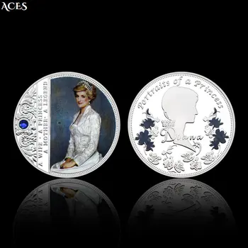 Prenses Diana Gümüş Sikke Portreler Bir Prenses hatıra parası ile Mavi Kristal Sanat Değer Koleksiyonu