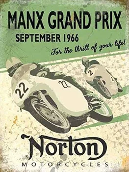 Norton Manx Grand Prix Küçük Metal Reklam Tabela Tabela Retro Metal Tabela Metal Poster Metal Dekor Duvar İşareti