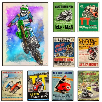Vintage Motosiklet Posteri Estetik Spor MOTO Çapraz Yarış Manx Grand Prix TT Duvar Sanatı Odası Dekor Tuval Posterler Yetişkin Hediyeler