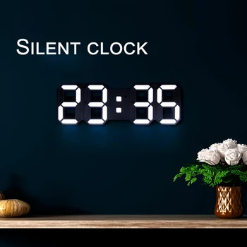 Iskandinav LED dijital alarmlı saat Saat Asılı duvar saati Erteleme İzle Masa Saatleri Termometre Sessiz Elektronik Saat Sanat Clockwork