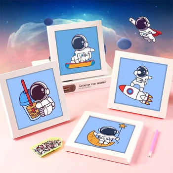 5D Uzay Gezegen Astronot Elmas Boyama Karikatür Kitleri Çocuklar için Sayı Kitleri İle Yeni Başlayanlar için DIY Mozaik Yapımı Sanat El Sanatları Hediye