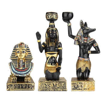 Reçine Figürler Şamdan Retro Antik Mısır Tanrıçası Sfenks Anubis Şekli Şamdan El Sanatları Ev Dekoratif Süsler