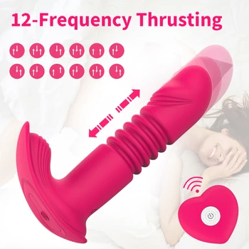 12 Frekans teleskopik yapay penis vibratör akıllı ısıtma klitoral masaj G-spot vajina stimülatörü kadın mastürbasyon aracı