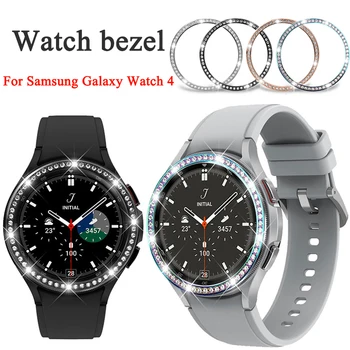 Metal Çerçeve Samsung Galaxy İzle 4 40mm 44mm İzle Yapışkanlı Kapak için Galaxy Watch band 4 klasik 42 / 46mm izle Aksesuarları