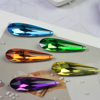 76mm Karışık Renkli Kristal Uzun Örgü Şekli Prizma 100 Adet Cam Kolye Parçaları Feng Shui Süspansiyon Perdeler İçin