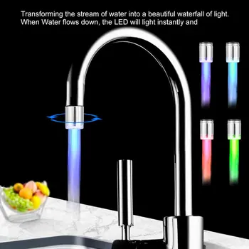 LED su musluk mutfak banyo musluk musluk meme başı değişim sıcaklık sensörü 7 renk ışık musluk mutfak aksesuarları