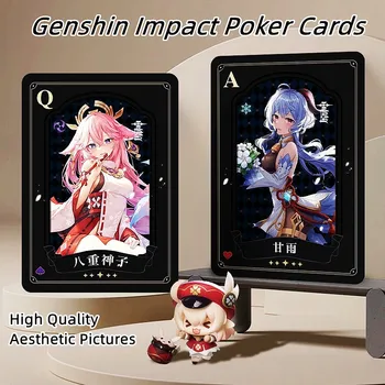 Anime Genshin Darbe Oyun Toplama Kartları Zhongli Raiden Shogun Kazuha Hutao Karikatür Figürü Poker Yaratıcı Koleksiyon Hediyeler