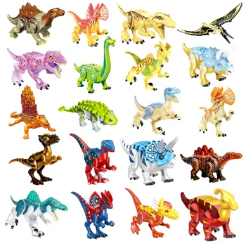 Jurassic Dinozor Yapı Taşları Tyrannosaurus Rex Triceratops Hayvan Dünya Modeli Tuğla Oyuncaklar Çocuklar Çocuklar İçin Noel Hediyeleri
