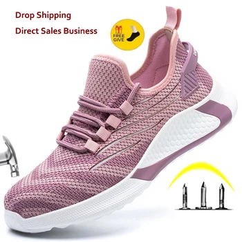 Unisex Güvenlik ayakkabıları Kadın Çelik Burunlu Ayakkabı Erkekler İş Sneakers güvenlik ayakkabıları Erkekler Hafif iş çizmeleri Yıkılmaz iş ayakkabısı