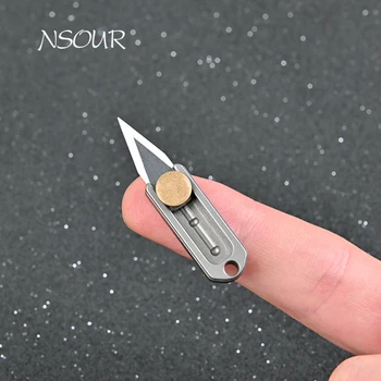 Saf titanyum mini itme bıçağı, keskin titanyum alaşımlı bıçak, taşınabilir edc anahtarlık kolye, açma ve ekspres açma bıçağı