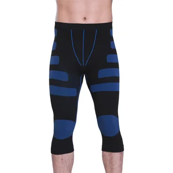 Erkek 3/4 Sıkıştırma Tayt Sweatpants Vücut Geliştirme Zayıflama Sıkıştırma Pantolon Erkekler Nefes Ince Spor koşucu pantolonu