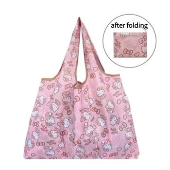 Bayanlar Polyester Eko için Sanrio Hello Kitty, Melody Küçük Katlanır Alışveriş Çantası Anime Kadın Yan çantamı dostu Alışveriş Çantaları