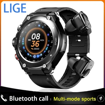 LIGE 2022 TWS Bluetooth Kulaklık Çağrı Müzik Vücut Sıcaklığı Smartwatch Erkekler Akıllı Saatler DIY İzle Yüz Spor Smartwatch Kadınlar