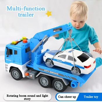 Çocuk römork oyuncak taşıma düz yataklı kamyon büyük vinç vinç yol kurtarma araba çocuk araba oyuncak doğum günü hediyesi