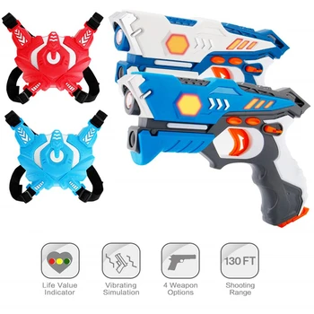 yeni kızılötesi lazer etiketi oyuncak tabanca karşı ateşli silah ışık kapalı ve açık oyun hediye seti Çocuk hediye Çocuklar Multiplayer-2 guns + 2 yelek