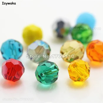 Isywaka 8mm 70 Adet Karışık Renk Futbol Faceted avusturyalı kristal boncuklar Yuvarlak Cam dağınık boncuklar aksesuarları DIY Yapma