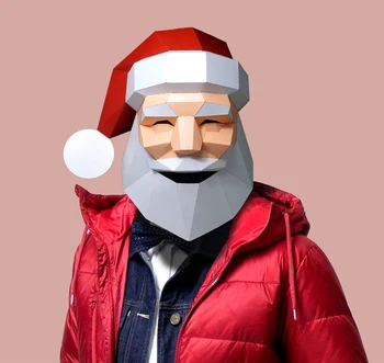 Önceden Kesilmiş Kağıt Maske 3D Noel Baba Cadılar Bayramı Kostüm Cosplay kendi başına yap kağıdı Zanaat Modeli Maske Noel