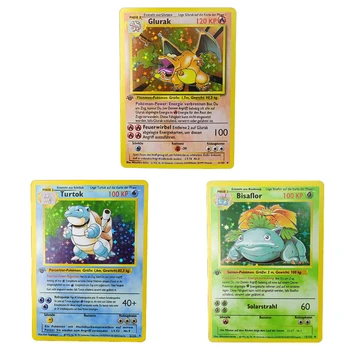 1996 Yıl Pokemon Baz Seti Alman kart PTCG Charizard Pikachu Oyun Koleksiyonu DIY Flash Kartlar Çocuk Hediye Oyuncaklar