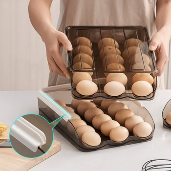 Çok katmanlı Otomatik Kaydırma yumurta rafı Buzdolabı Yumurta Depolama Tutucu Yumurta Taze tutma Yumurta Konteyner Dağıtıcı Buzdolabı saklama kutusu