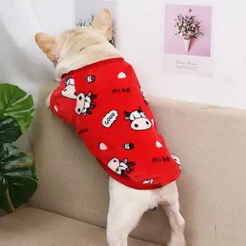 Honden Kleding Fransız Bulldog Karikatür Köpek Hoodies Kış Takım Elbise Chihuahua Yorkies Kazak Ropa Perro Orta Ceket Kıyafet