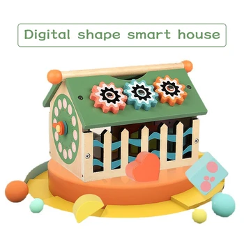 Ahşap Montessori çocuk Geometrik Şekil Kutusu Akıllı Ev Dijital Ev Şekil Eşleştirme İstihbarat Kutusu Bebek Eğitici Oyuncaklar
