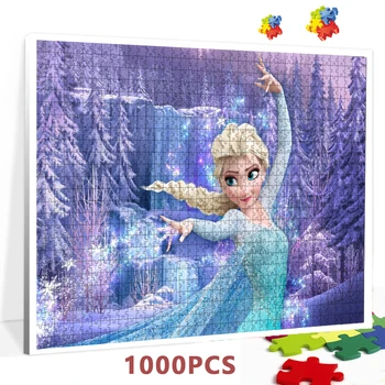 Disney Prenses Elsa Bulmacalar Yetişkinler için 1000 Adet Kağıt Yapboz Bulmacalar Eğitici Dekompresyon Dıy Bulmaca Oyunu Oyuncaklar Hediye