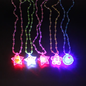 Çocuk aydınlık kolye oyuncaklar renkli glitter akrilik prenses kolye parti kostüm dekorasyon doğum günü hediyesi