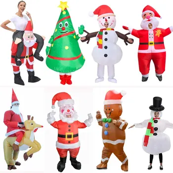 Cadılar bayramı Cosplay Maskot Komik Şişme Kostüm Noel Baba Noel Kardan Adam Ağacı Noel Karnaval Parti