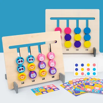 Oyun Zeki Dört Renkli Bulmaca Oyunu Montessori Oyuncak Mantık Bulmaca Renk Sıralama Erken Eğitim KÖK yeni yürümeye başlayan çocuklar için oyuncak Ahşap Bulmaca