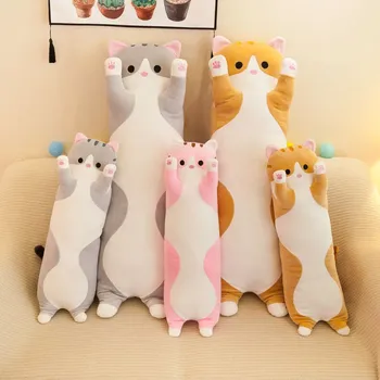 50-130CM Sevimli Yumuşak Uzun Kedi Erkek Arkadaşı Yastık peluş oyuncaklar Dolması Durak Ofis Şekerleme Uyku Yastık Minder Hediye Bebek Çocuklar Kızlar için