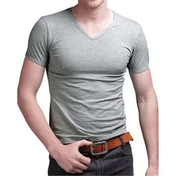 C1575-2020Summer yeni erkek T-shirt düz renk ince trend rahat kısa kollu moda