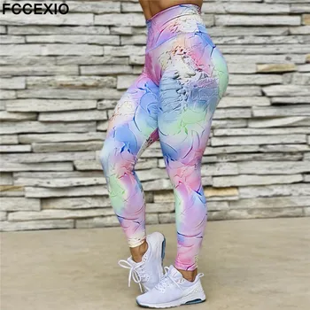 FCCEXIO Yeni Moda Baskı Kadın Pantolon Push Up Koşu Spor Tayt İnce Pantolon Kadın Rahat Pantolon Spor Legging