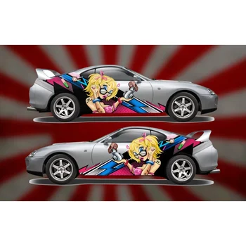 JDM Turbo Kız Araba Üniforma çıkartma / Renkli Baskılı Şal / Yan araç kaplama / Anime Tyan / Japon Domo Kun / Seksi Kız
