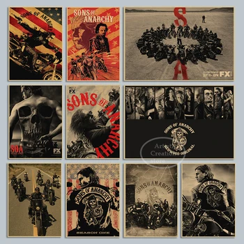 Sons of Anarchy Sezon Posteri Retro Film Tuval Boyama ve HD Baskı Resimleri İskandinav Oturma Odası Kulübü Duvar Sanatı Ev dekor