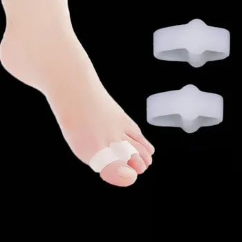 2 adet / çift Silikon Ayak Ayırıcı Iki Delik Başparmak Valgus Bunyonlar Düzeltici Ayak Örtüşme Ortopedik ped koruyucu Ayak Kemik Brace