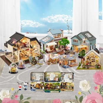 Cutebee Bebek Evi Mobilya Minyatür Dollhouse DİY Minyatür Ev Odası Kutusu Tiyatrosu Oyuncaklar Çocuklar için Casa DİY Dollhouse B