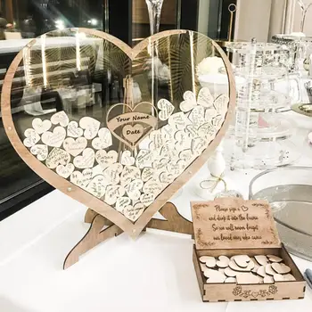 Kalp Şeklinde Düğün Ziyaretçi Defteri Kalpler posta kutusu Ahşap Kalpler Parti Dekorasyon Yıldönümü Bebek Duş