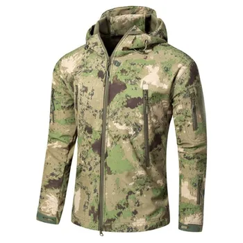 Erkekler Askeri Taktik Ceket Açık Su Geçirmez Yumuşak Kabuk Rüzgarlık Kış Rüzgar Geçirmez sıcak tutan kaban Kapşonlu Camo avcılık giysisi