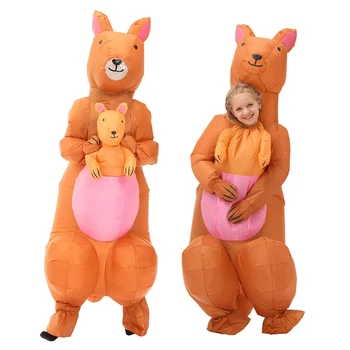 Cadılar bayramı Şişme Kostümler Yetişkin Çocuklar için Hayvan Kanguru Şekli Tam Vücut Parti Elbiseler Havaya Uçurmak Takım Elbise Kızlar için İyi Bir Hediye erkek